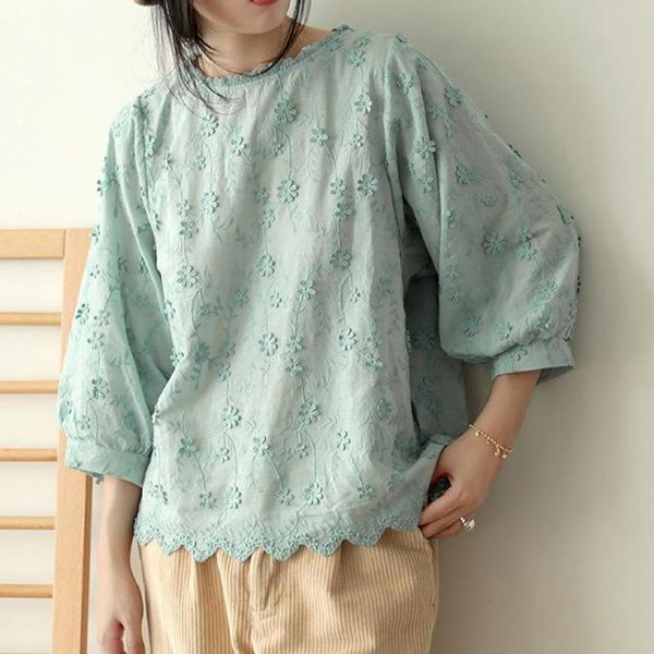 johnature vintage women clothes autumn t shirt embroidery lantern sleeve o-neck solid color women tshirt 210521, White
johnature vintage women clothes autumn t shirt embroidery lantern sleeve o-neck solid color women tshirt 210521, White