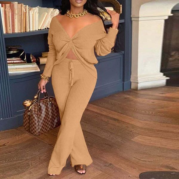 women's two piece pants trendy 2021 women chic spring fall suits solid color casual twist & loose set, White
women's two piece pants trendy 2021 women chic spring fall suits solid color casual twist & loose set, White
