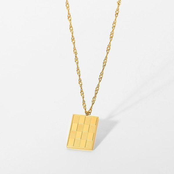 pendant necklaces vintage square checkerboard necklace women's stainless steel gold plated net red, Silver
pendant necklaces vintage square checkerboard necklace women's stainless steel gold plated net red, Silver