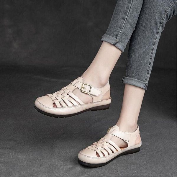 retro comfortable casual baotou women's shoes toe layer cowhide soft soles non-slip breathable sandals roman, Black
retro comfortable casual baotou women's shoes toe layer cowhide soft soles non-slip breathable sandals roman, Black