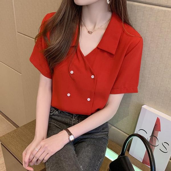 women's blouses & shirts fashion summer solid color shirt lady women casual short sleeve chiffon blouse, White
women's blouses & shirts fashion summer solid color shirt lady women casual short sleeve chiffon blouse, White