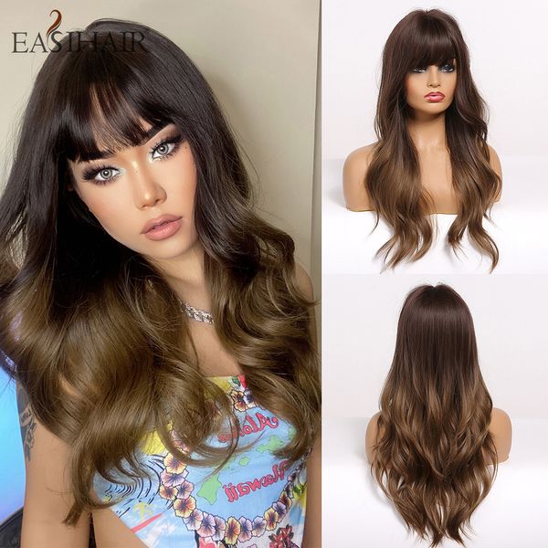 long brown ombre synthetic wigs for black women water wave womens wigs with bangs heat resistant african american hair
long brown ombre synthetic wigs for black women water wave womens wigs with bangs heat resistant african american hair