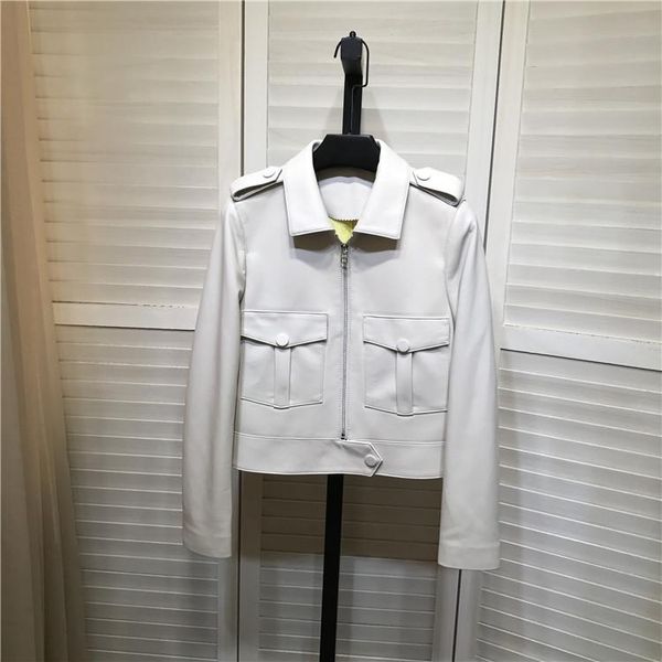 euopen style spring 2021 women's white leather jackets genuine pockets short coat c395 & faux, Black
euopen style spring 2021 women's white leather jackets genuine pockets short coat c395 & faux, Black