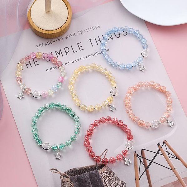 link, chain women's bracelet crystal beads five pointed star elasticity sweet color fashion jewelry accessories, Black
link, chain women's bracelet crystal beads five pointed star elasticity sweet color fashion jewelry accessories, Black