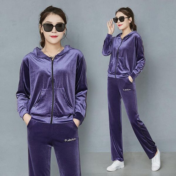 women's tracksuits spring autumn women velvet long sleeve zipper hooded korean version ladies casual trackpants 2 piece set suits, Gray
women's tracksuits spring autumn women velvet long sleeve zipper hooded korean version ladies casual trackpants 2 piece set suits, Gray