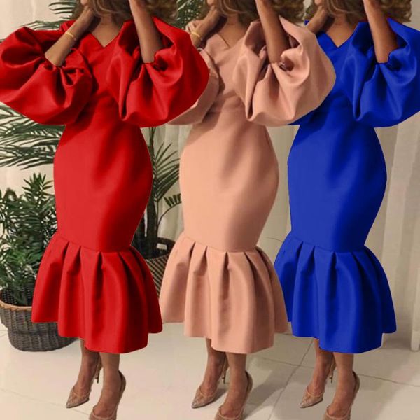 ethnic clothing party dresses women evening v-neck puff sleeve african vestidos elegant noble fishtail dress slim solid color chic femm, Red
ethnic clothing party dresses women evening v-neck puff sleeve african vestidos elegant noble fishtail dress slim solid color chic femm, Red