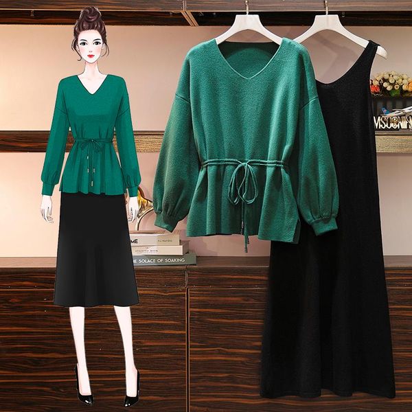 two piece dress autumn knitted sweater 2 set womens green lace-up cardigan coats + black suspender vest knitting suit plus size 5xl, White
two piece dress autumn knitted sweater 2 set womens green lace-up cardigan coats + black suspender vest knitting suit plus size 5xl, White