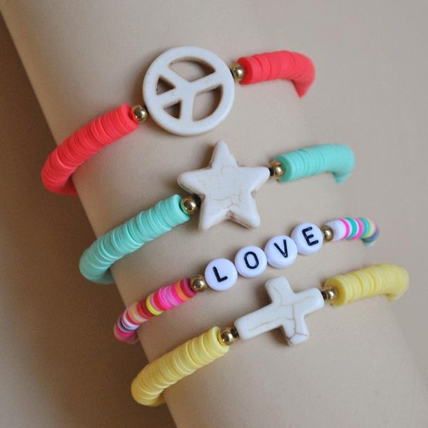 charm bracelets colored soft clay slice bracelet for women female turquoise star geometry hand string love letter cross girl gifts, Golden;silver
charm bracelets colored soft clay slice bracelet for women female turquoise star geometry hand string love letter cross girl gifts, Golden;silver