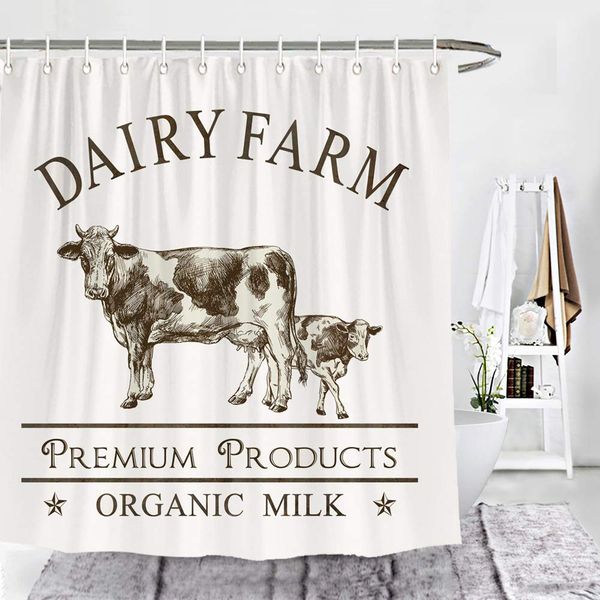 cow dairy farm shower curtain rustic farmhouse bathroom decor with hooks - 72 x 72 inches
cow dairy farm shower curtain rustic farmhouse bathroom decor with hooks - 72 x 72 inches