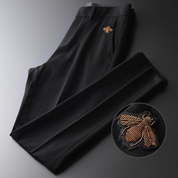 men's pants black mens luxury embroidery solid color man autumn fashion slim fit male trousers business casual suit
men's pants black mens luxury embroidery solid color man autumn fashion slim fit male trousers business casual suit