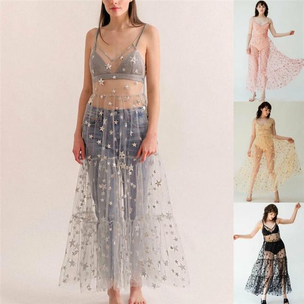 sweet women girls womens dresses mesh sheer long dress star print cover up sleeveless strappy v neck lady see through, Black;gray
sweet women girls womens dresses mesh sheer long dress star print cover up sleeveless strappy v neck lady see through, Black;gray