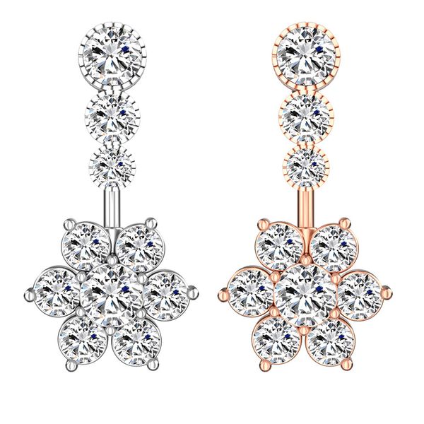 flower belly button ring navel piercing surgical steel barbell bar zircon nombril ombligo for woman body jewelry, Silver
flower belly button ring navel piercing surgical steel barbell bar zircon nombril ombligo for woman body jewelry, Silver