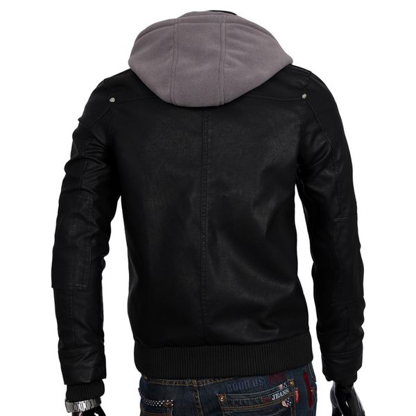men's jackets hooded stitching leather korean version of the slim coat motorcycle, Black;brown
men's jackets hooded stitching leather korean version of the slim coat motorcycle, Black;brown