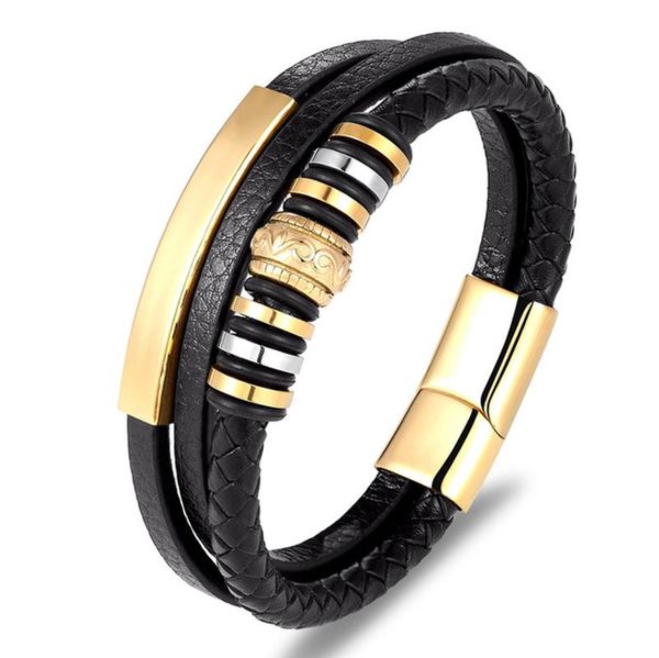 charm bracelets trendy classic leather braided stainless steel magnetic buckle for men fashion simple casual charms accessory gift, Golden;silver
charm bracelets trendy classic leather braided stainless steel magnetic buckle for men fashion simple casual charms accessory gift, Golden;silver