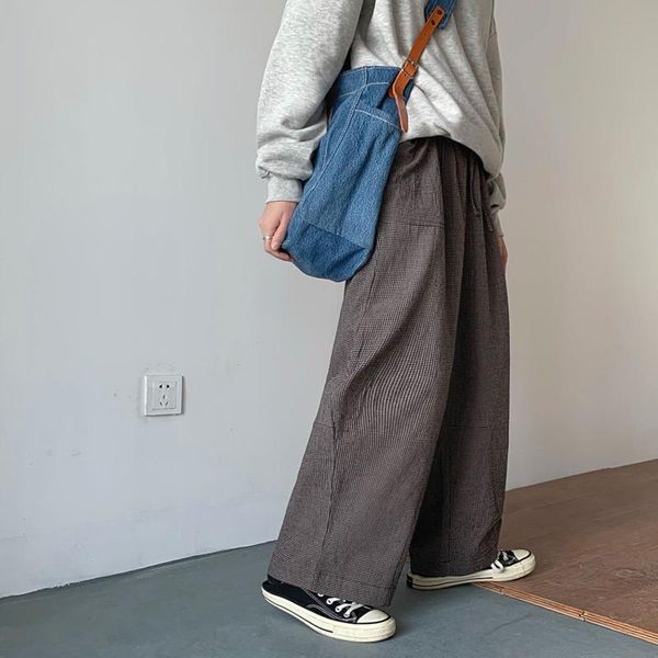 men's pants spring plaid fashion retro loose casual men streetwear wide leg wild hip hop straight trousers mens, Black
men's pants spring plaid fashion retro loose casual men streetwear wide leg wild hip hop straight trousers mens, Black