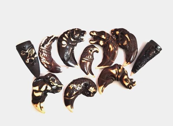 15 pcs faux handmade carved dark color lionleopard crocodile yak bone necklace pendant choker woman's man's hawaii tribal surfer s, Silver
15 pcs faux handmade carved dark color lionleopard crocodile yak bone necklace pendant choker woman's man's hawaii tribal surfer s, Silver