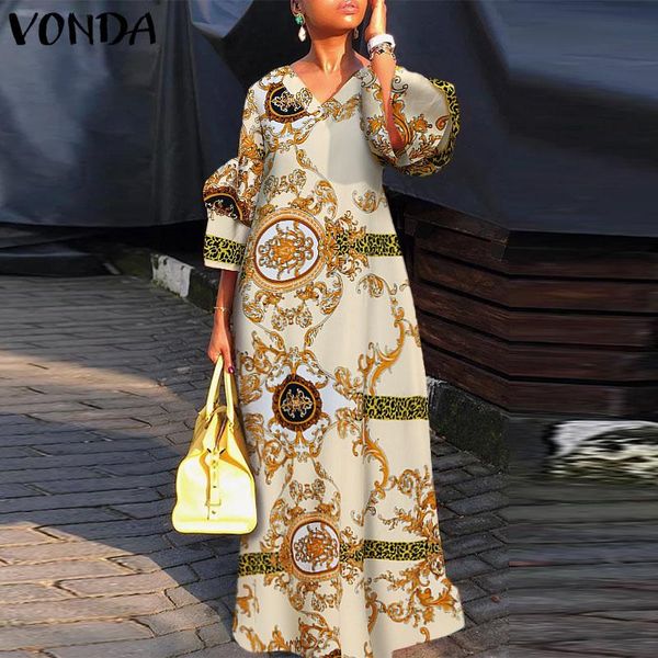 casual dresses vintage maxi long dress 2021 vonda women v neck 3/4 flare sleeve printed party loose sundress oversized vestidos, Black;gray
casual dresses vintage maxi long dress 2021 vonda women v neck 3/4 flare sleeve printed party loose sundress oversized vestidos, Black;gray