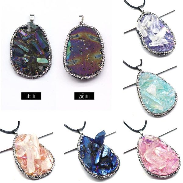 pendant necklaces natural crystal druzy necklace colorful resin inlaid rough stone charms for women men fashion jewelry gift, Silver
pendant necklaces natural crystal druzy necklace colorful resin inlaid rough stone charms for women men fashion jewelry gift, Silver