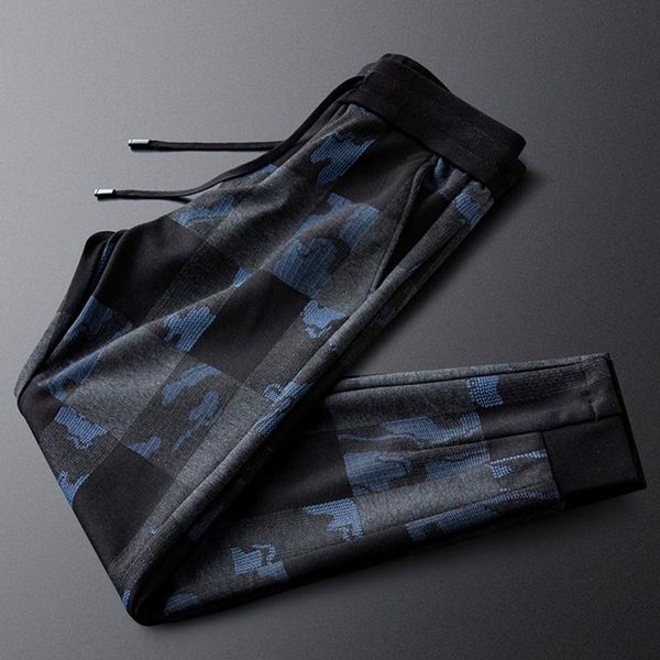 men's pants fashion trend dark pattern casual plaid fall/winter buckle feet knitted sports, Black
men's pants fashion trend dark pattern casual plaid fall/winter buckle feet knitted sports, Black