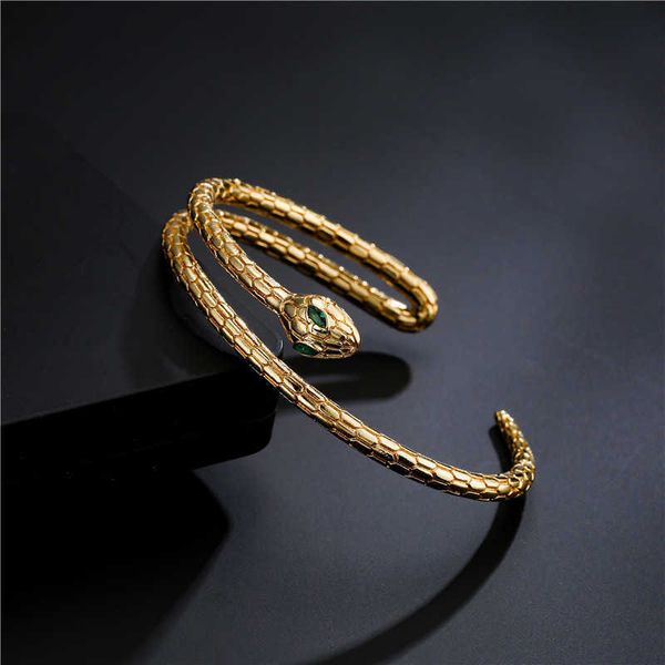 2021 fashion gold plated aaa zircon cuff adjustable double-deck snake bangle jewelry for women trend party girls gift q0717, Black
2021 fashion gold plated aaa zircon cuff adjustable double-deck snake bangle jewelry for women trend party girls gift q0717, Black