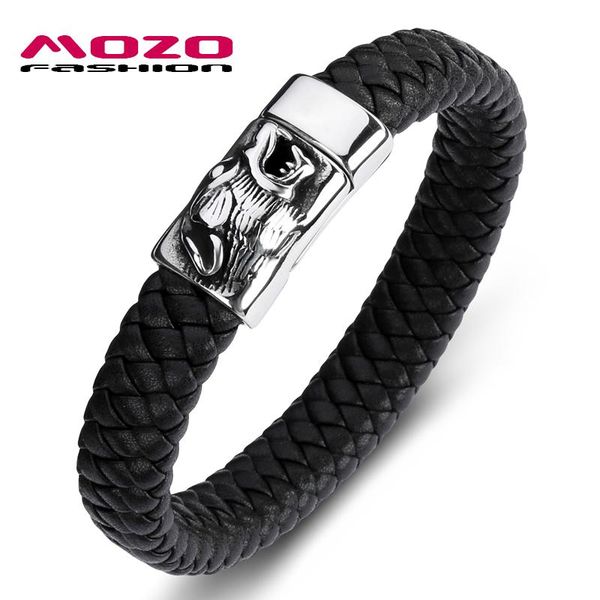 charm bracelets mozo fashion 2021 men bracelet black genuine leather stainless steel magnet buckle man ferocious wolf punk jewelry 093, Golden;silver
charm bracelets mozo fashion 2021 men bracelet black genuine leather stainless steel magnet buckle man ferocious wolf punk jewelry 093, Golden;silver
