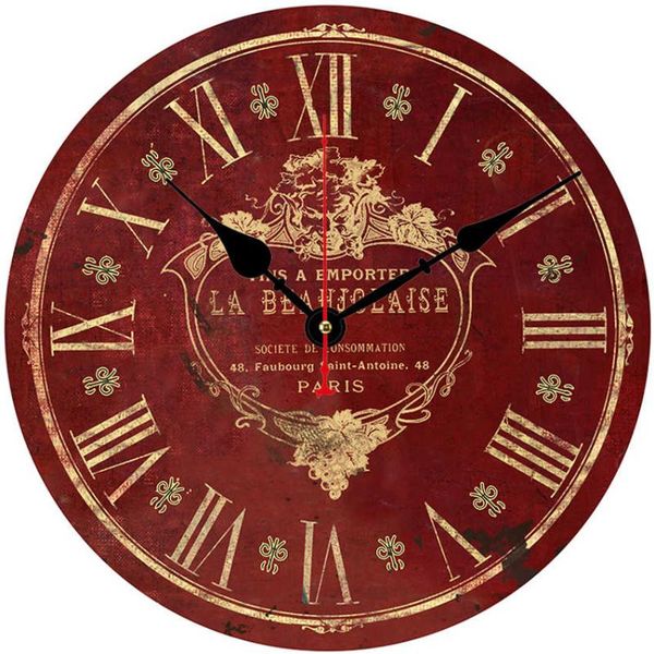 vintage tuscan round wall clock gray red quartz battery operated shabby large retro rustic country wooden clocks
vintage tuscan round wall clock gray red quartz battery operated shabby large retro rustic country wooden clocks