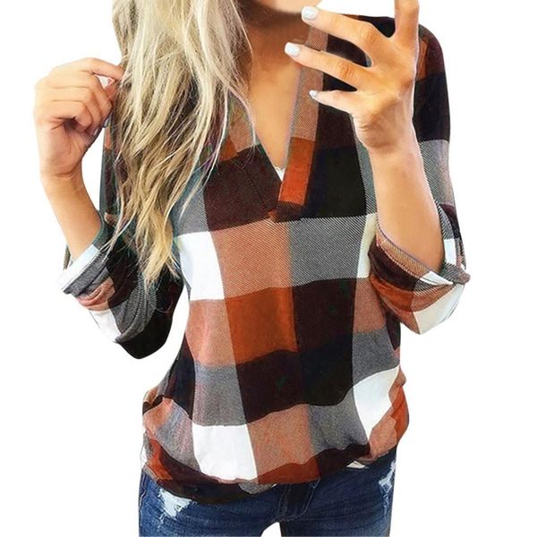 fashion casual plaid print roll womens shirt up long sleeve v neck ladies loose button lattice wear f, White
fashion casual plaid print roll womens shirt up long sleeve v neck ladies loose button lattice wear f, White