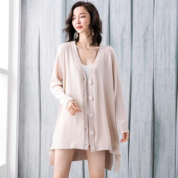 women's knits & tees 2021 spring and autumn fashion v-neck sweater coat korean loose medium length knitted cardigan, White
women's knits & tees 2021 spring and autumn fashion v-neck sweater coat korean loose medium length knitted cardigan, White