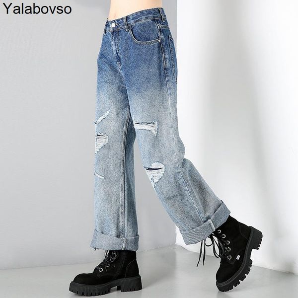winter washed hole jeans fashion brand large wide leg pants l xl button straight middle waist trousers for women women's, Blue
winter washed hole jeans fashion brand large wide leg pants l xl button straight middle waist trousers for women women's, Blue