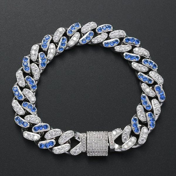 bling iced out blue/crystal cz bracelet silver mens zircon hiphop jewelry 12mm cuban link chain joyas link,, Black
bling iced out blue/crystal cz bracelet silver mens zircon hiphop jewelry 12mm cuban link chain joyas link,, Black