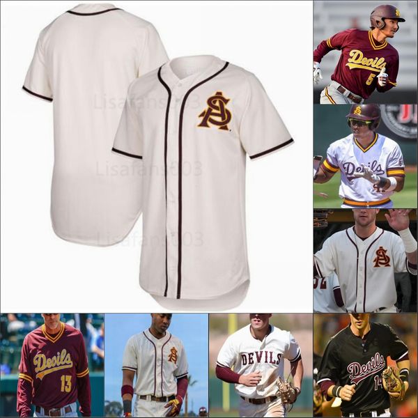 college arizona state sun devils baseball asu mens women youth jersey 46 nathan baez 38 seth nager 37 alex helmin 20 spencer torkelson, Black