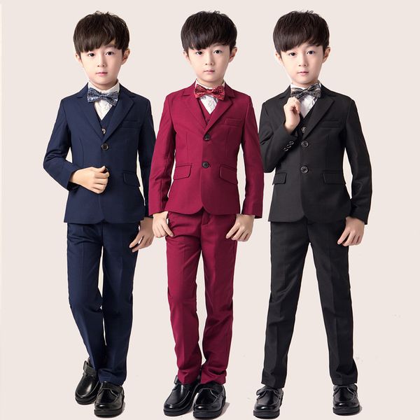 children formal dress suit sets flowwer boys blazer +vest + pant 3pcs outfits kids wedding party piano performance host costume, Black
children formal dress suit sets flowwer boys blazer +vest + pant 3pcs outfits kids wedding party piano performance host costume, Black