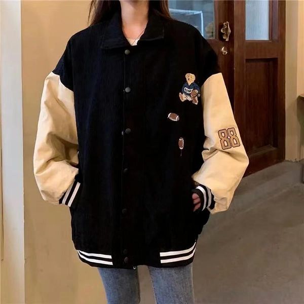 women's jackets 2021 retro jacket corduroy trendy ladies spring baseball uniform harajuku street style loose large size, Black;brown
women's jackets 2021 retro jacket corduroy trendy ladies spring baseball uniform harajuku street style loose large size, Black;brown