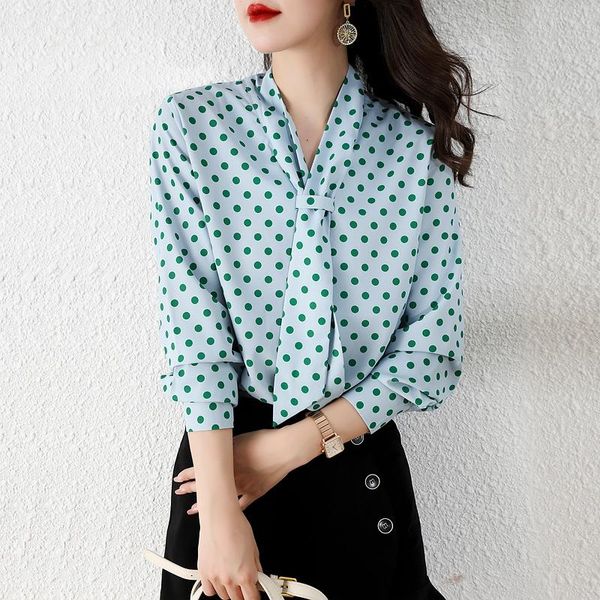 women's blouses & shirts polka dot chiffon women long sleeve v neck fashion loose lace shirt office lady blusas mujer, White
women's blouses & shirts polka dot chiffon women long sleeve v neck fashion loose lace shirt office lady blusas mujer, White