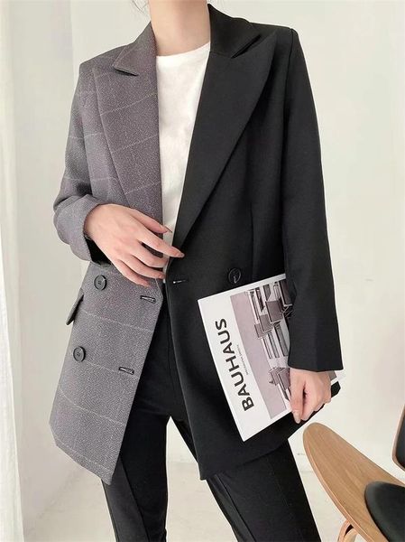 women double breasted mid-length patchwork casual office blazer suit commute formal clothing classic contrast colors women's suits & bl, White;black
women double breasted mid-length patchwork casual office blazer suit commute formal clothing classic contrast colors women's suits & bl, White;black