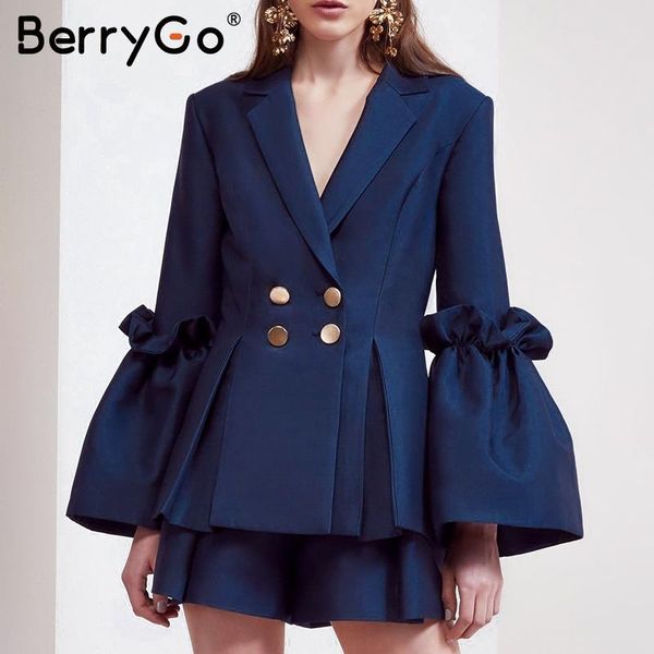 women's suits & blazers berrygo flare sleeve double breast suit ruffles splice women blazer vintage v neck autumn winter outerwear coat, White;black
women's suits & blazers berrygo flare sleeve double breast suit ruffles splice women blazer vintage v neck autumn winter outerwear coat, White;black