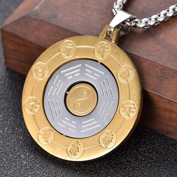 pendant necklaces amulet necklace men and women rotating taoism nine-character mantra yin yang bagua diagram town house transfer, Silver
pendant necklaces amulet necklace men and women rotating taoism nine-character mantra yin yang bagua diagram town house transfer, Silver