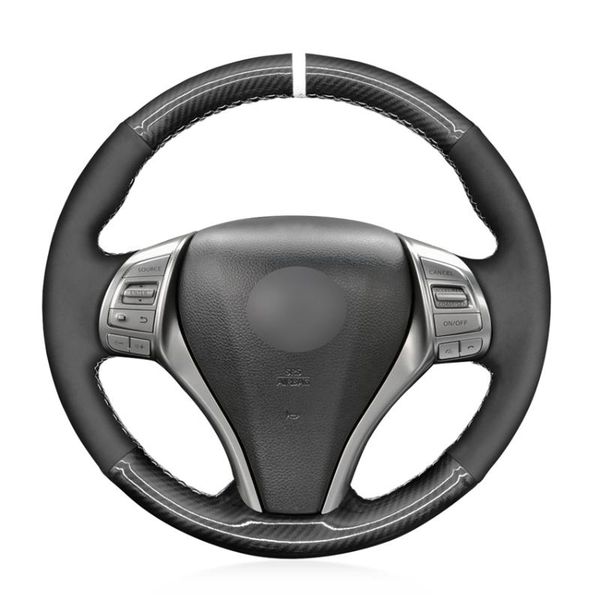 steering wheel covers hand-stitched black carbon fiber suede car cover for teana altima x-trail qashqai tiida pulsar navara 
steering wheel covers hand-stitched black carbon fiber suede car cover for teana altima x-trail qashqai tiida pulsar navara