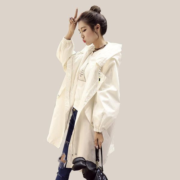 women's jackets 2021 spring autumn plus size fashion women loose casual long section wild hooded jacket female coat windbreaker l0185, Black;brown
women's jackets 2021 spring autumn plus size fashion women loose casual long section wild hooded jacket female coat windbreaker l0185, Black;brown
