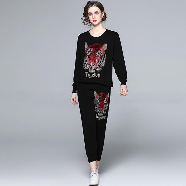women's two piece pants 2021 autumn winter women black o-neck long sleeve knitted pullover sweaters + casual set tracksuit outfits, White
women's two piece pants 2021 autumn winter women black o-neck long sleeve knitted pullover sweaters + casual set tracksuit outfits, White
