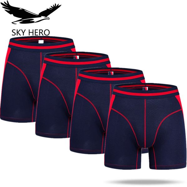 4pcs/lot long boxershorts underwear mens boxers underpants homme calzoncillos hombre heren male panties bamboo man cuecas, Black;white