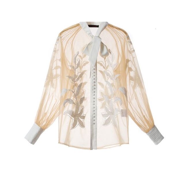 european and american light luxury wind single-breasted perspective lace embroidery lantern sleeve shirt, White
european and american light luxury wind single-breasted perspective lace embroidery lantern sleeve shirt, White
