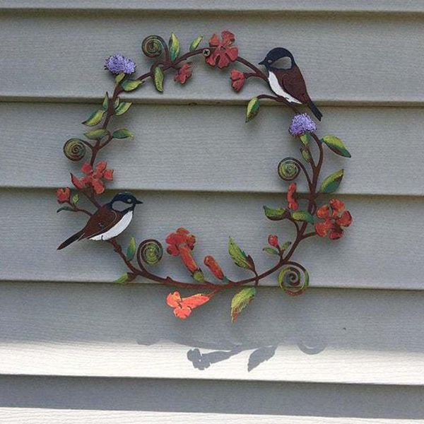 decorative flowers & wreaths hand painted hanging metal birds wreath with artwork decoration for indoor outdoor adornment
decorative flowers & wreaths hand painted hanging metal birds wreath with artwork decoration for indoor outdoor adornment