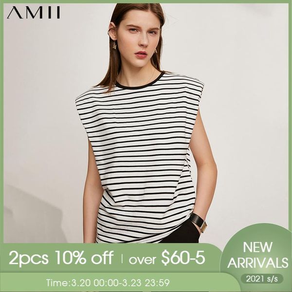 amii minimalism summer women's tshirt causal striped oneck sleeveless cotton female fashion 12170131 t-shirt, White
amii minimalism summer women's tshirt causal striped oneck sleeveless cotton female fashion 12170131 t-shirt, White