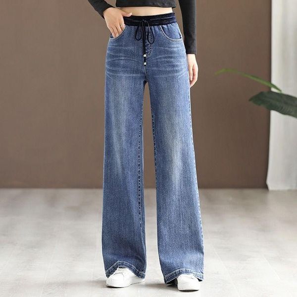 women's jeans elastic waist denim wide-leg pants spring 2021 korean style high-waist slim loose wild trend straight-leg, Blue
women's jeans elastic waist denim wide-leg pants spring 2021 korean style high-waist slim loose wild trend straight-leg, Blue