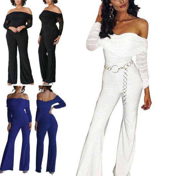 women's jumpsuits & rompers womens jumpsuit off shoulder long sleeve romper female wide leg playsuit fashion ladies trousers plus size, Black;white
women's jumpsuits & rompers womens jumpsuit off shoulder long sleeve romper female wide leg playsuit fashion ladies trousers plus size, Black;white
