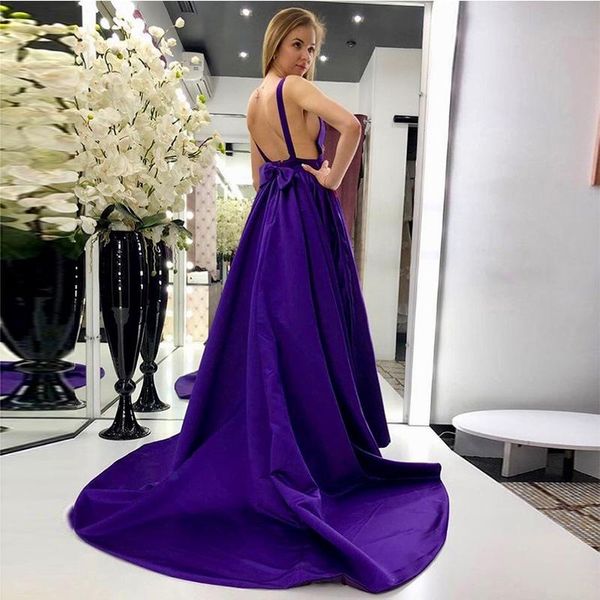 party dresses backless purple full length sleeveless bow v neck satin prom evening robes vestidos de noche cocktail gowns, White;black
party dresses backless purple full length sleeveless bow v neck satin prom evening robes vestidos de noche cocktail gowns, White;black