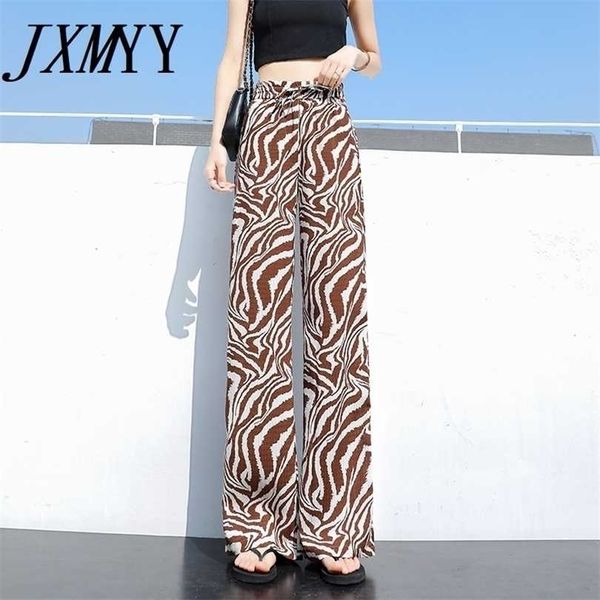 color wide-leg trouser's thin section drape casual mopping loose high waist pant summer style 211124, Black;white
color wide-leg trouser's thin section drape casual mopping loose high waist pant summer style 211124, Black;white