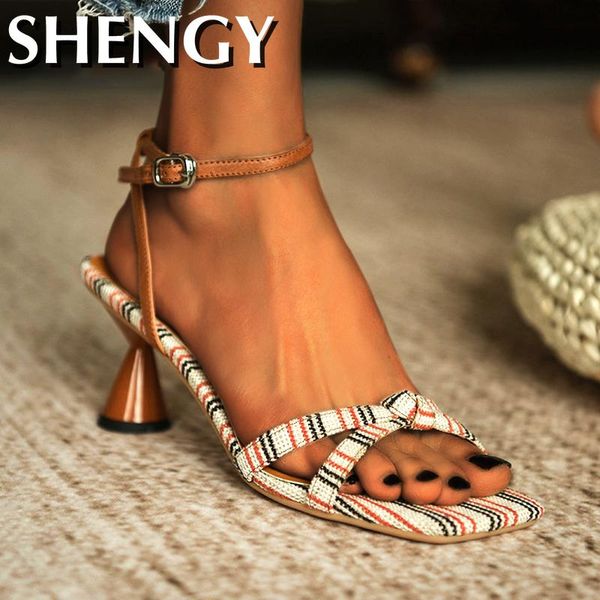 women's summer sandals 2021 fashion pumps colorful strip 5.5 cm buckle high heels open toe ladies shoes, Black
women's summer sandals 2021 fashion pumps colorful strip 5.5 cm buckle high heels open toe ladies shoes, Black