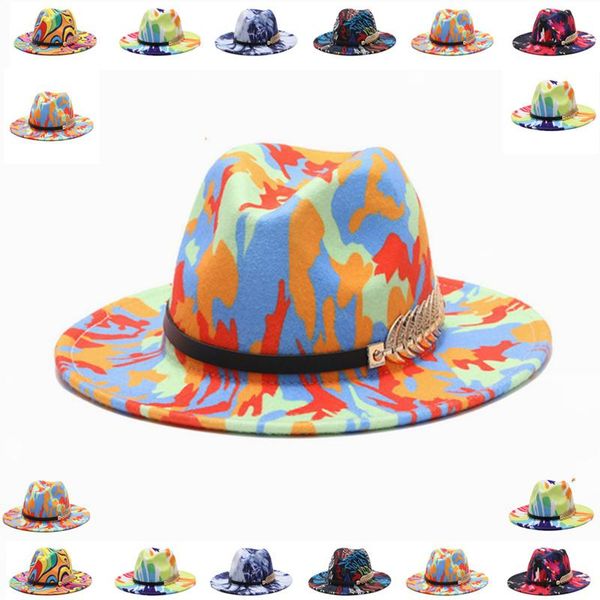 wide brim hats colorful printed hat panama felt fedoras for men women artificial wool british style jazz cap, Blue;gray
wide brim hats colorful printed hat panama felt fedoras for men women artificial wool british style jazz cap, Blue;gray